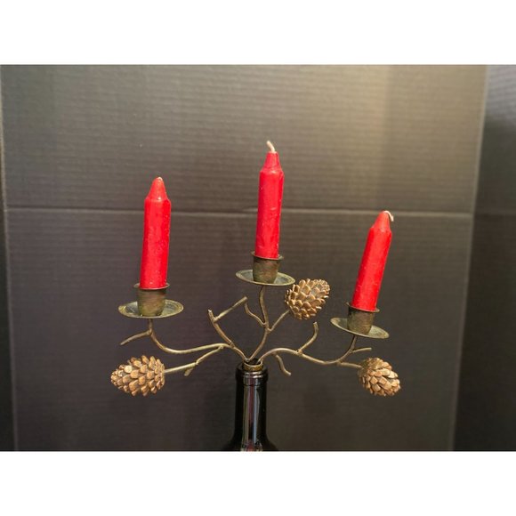 Wine Bottle Topper, 3 Taper Holder Forged Steel Candle Holder - Picture 3 of 5